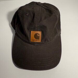Carhartt Brown Cotton Twill Hat with Adjustable Hook and Loop Closure- Mens